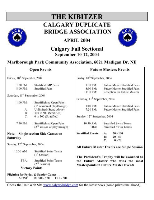 2004-04 - Home of Calgary Duplicate Bridge Association