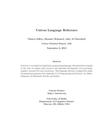 Unicon Language Reference Clinton L. Jeffery Shamim Mohamed ...