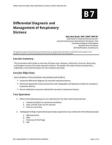 Differential Diagnosis and Management of Respiratory ... - FANNP