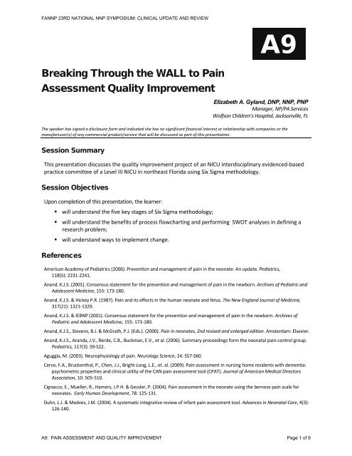 Breaking Through the WALL to Pain Assessment Quality ... - FANNP
