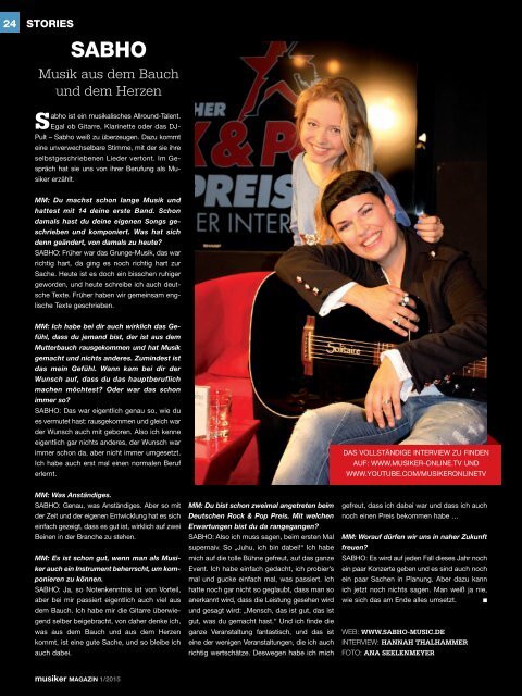 Musiker Magazin 01/2015