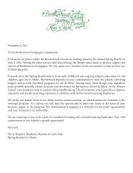 December 8, 2011 To the Brotherhood Synagogue Community ...