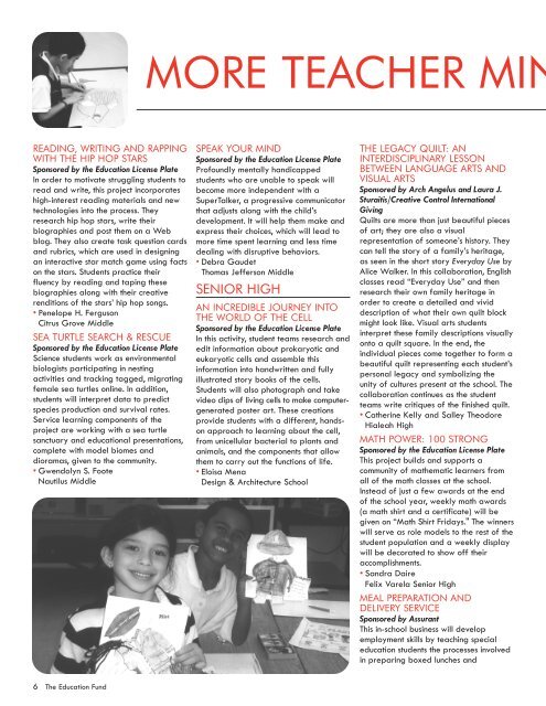 2006-2007 Teacher Mini-Grants Award Booklet - The Education Fund