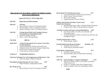 2006 graduate teaching assistant orientation: tentative program ...