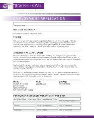 EmploymEnt application - Jewish Home of San Francisco