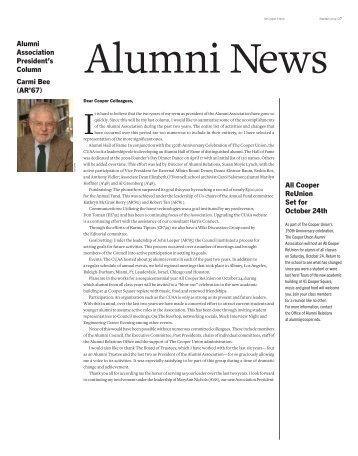 Alumni Association President's Column Carmi Bee ... - Cooper Union