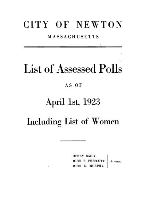 List Of Assessed Polls Newton Free Library