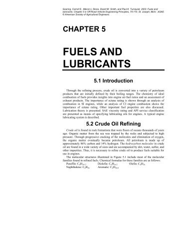 CHAPTER 5 FUELS AND LUBRICANTS 5.1 Introduction