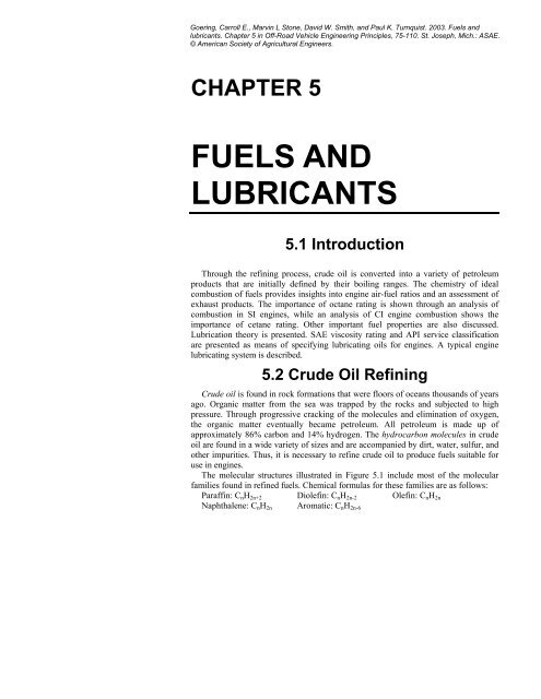 Chapter 5 Fuels And Lubricants 5 1 Introduction