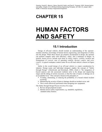 CHAPTER 15 HUMAN FACTORS AND SAFETY 15.1 Introduction