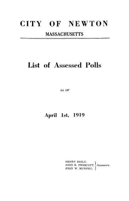 Assessed Polls 1919 - Newton Free Library