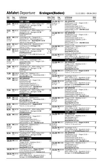 Abfahrt Departure Erzingen(Baden) - WTV Waldshuter Tarifverbund