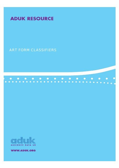 art form classifiers - Audiences NI