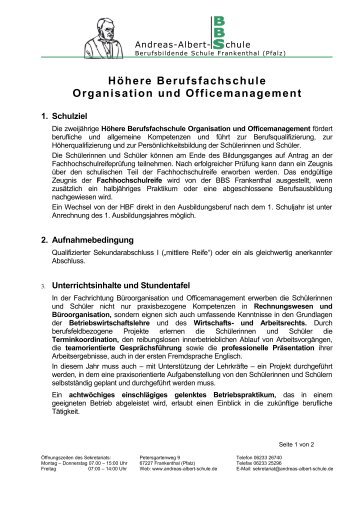 hBF Organisation und Officemanagement - Andreas-Albert-Schule