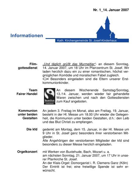 Info-Blatt 1, 14 Januar 2007 - Kirchengemeinde St. Marien und St ...