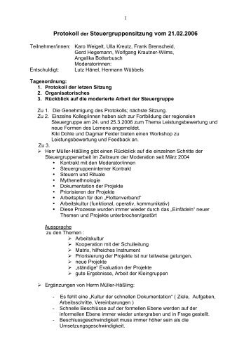 Protokoll der Steuergruppensitzung vom 21.02.2006