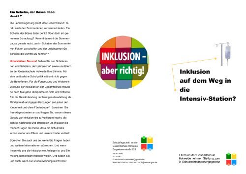 Inklusion auf dem Weg in die Intensiv-Station? - Gew-koeln.de