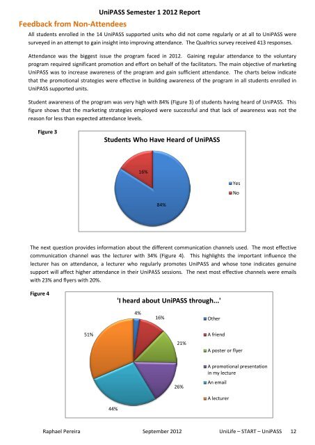 UniPASS Report Semester 1 2012 - Unilife - Curtin University