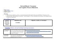 Revised Bloom's Taxonomy The Cognitive Process Dimension