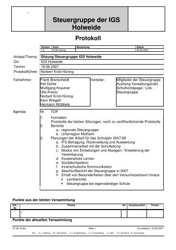 Steuergruppe der IGS Holweide