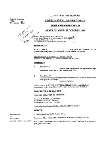 COUR D'APPEL DE GRENOBLE - Commission des clauses abusives