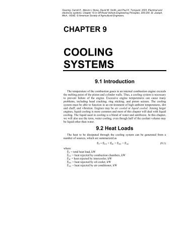 CHAPTER 9 COOLING SYSTEMS 9.1 Introduction