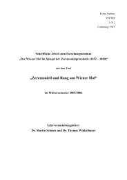 Zeremoniell und Rang am Wiener Hof - und Wirtschaftsgeschichte