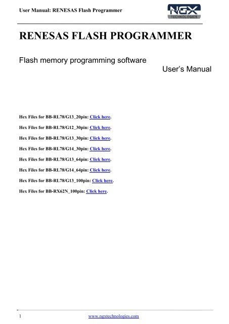 Renesas Flash Programmer user manual