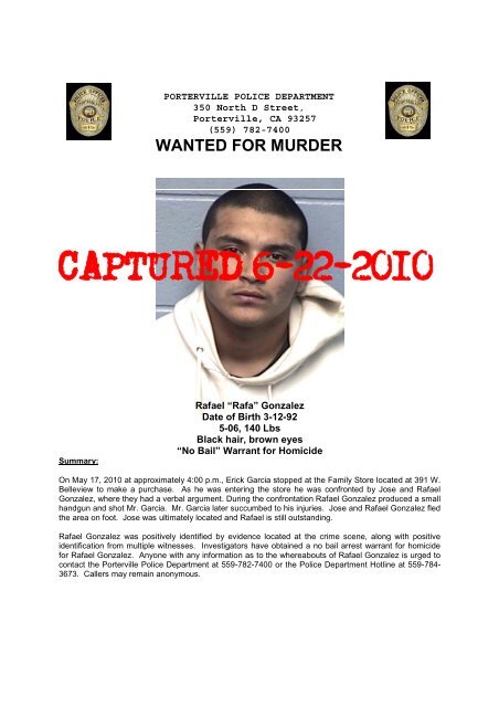 Most Wanted - Porterville Police Department