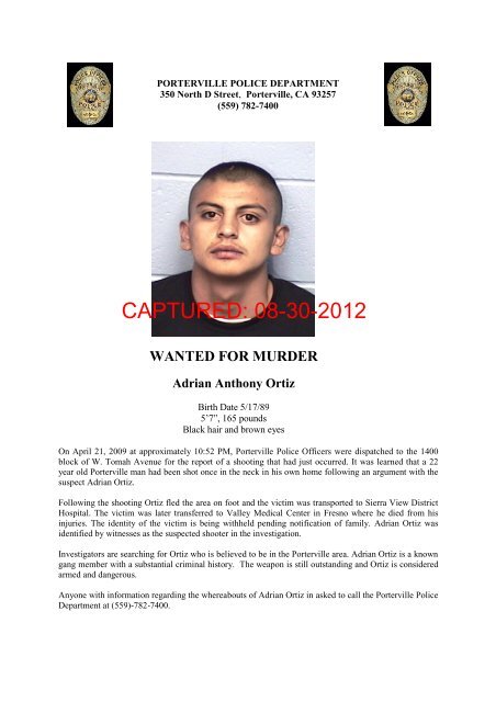 Most Wanted - Porterville Police Department