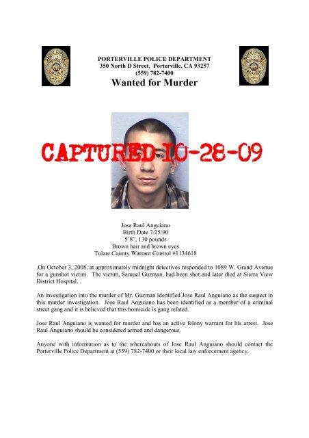Most Wanted - Porterville Police Department