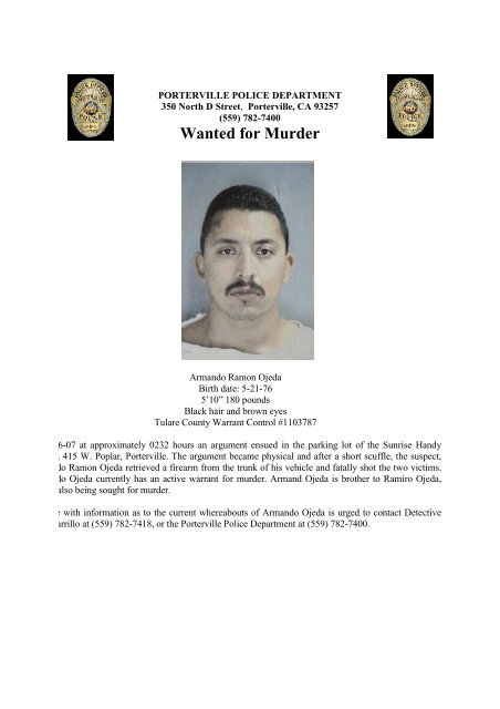 Most Wanted - Porterville Police Department