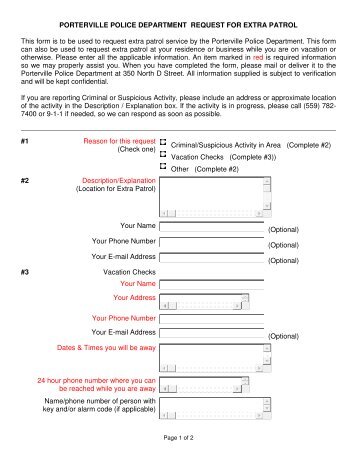 Printable blank form - Porterville Police Department