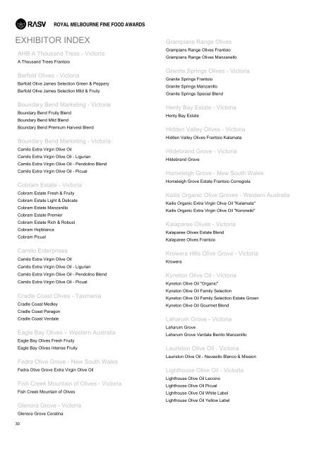 2010 Catalogue of Results - Royal Agricultural Society of Victoria