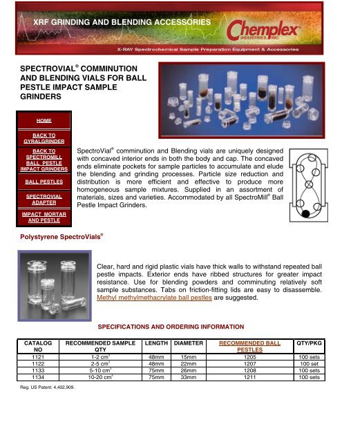 Chemplex Industries XRF Consumables Catalogue - Specac