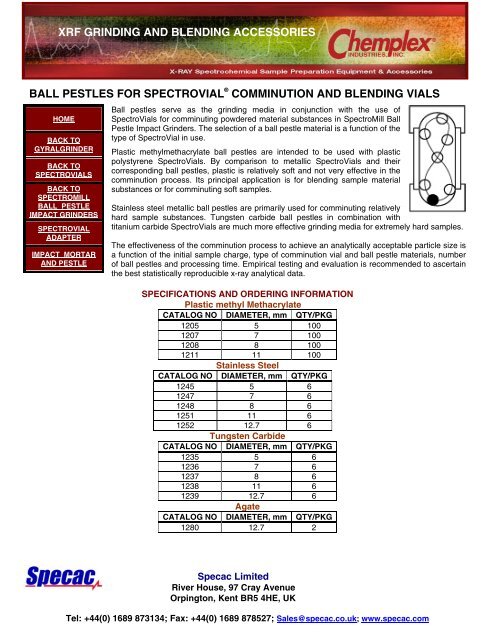 Chemplex Industries XRF Consumables Catalogue - Specac