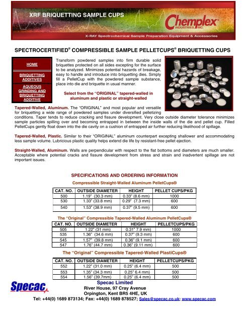 Chemplex Industries XRF Consumables Catalogue - Specac