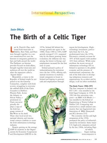 The Birth of a Celtic Tiger - Department of Computer Information ...