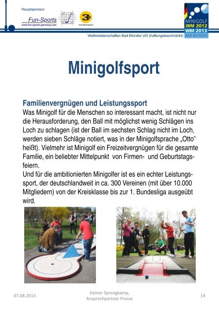 Offizielle Pressemappe (pdf) - Minigolf in Bad Münder
