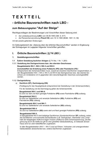 TEXTTEIL - Ã¶rtliche Bauvorschriften nach LBO - Rutesheim