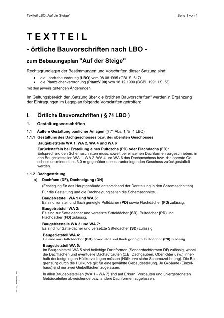 TEXTTEIL - Ã¶rtliche Bauvorschriften nach LBO - Rutesheim