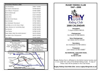 Rugby Riding Club 2008 Calendar