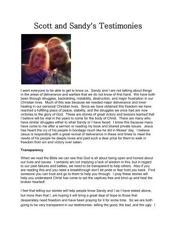 Pastor Scott and Sandy Testimony Booklet (more in depth)