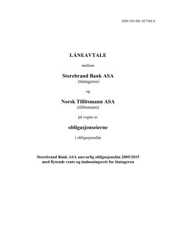 LÃ¥neavtale - ansvarlig lÃ¥n - Storebrand