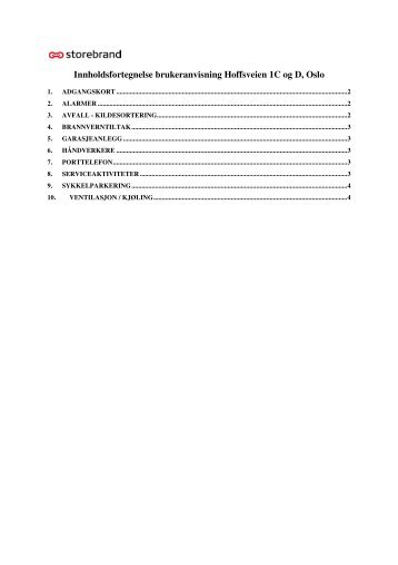 Innholdsfortegnelse brukeranvisning Hoffsveien 1C og ... - Storebrand
