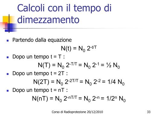 Decadimenti radioattivi - Dipartimento di Fisica