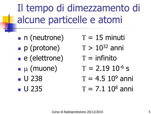 Decadimenti radioattivi - Dipartimento di Fisica