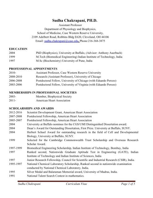 View Curriculum Vitae (pdf) - Department of Physiology and ...