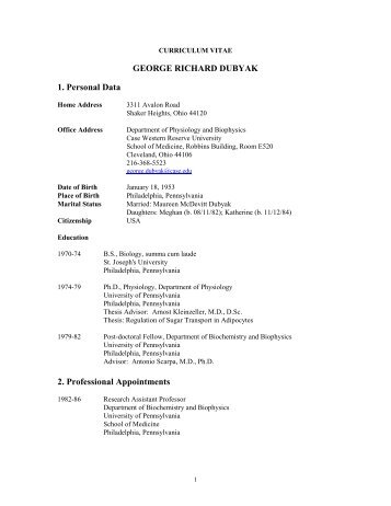 View Curriculum Vitae (pdf) - Department of Physiology and ...