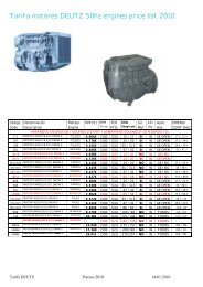 Tarifa motores DEUTZ 50hz engines price list 2010 - Abamotor